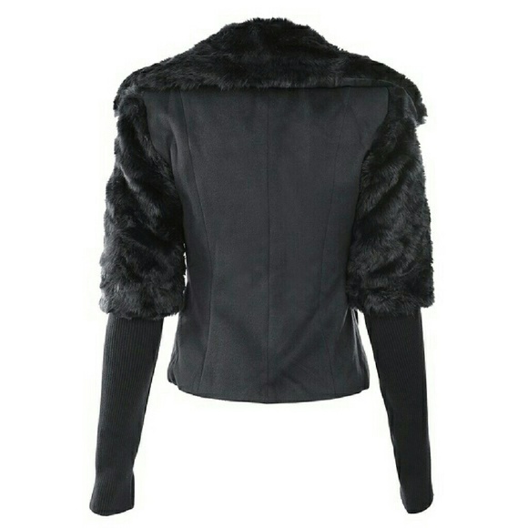 NWT Faux Fur Collar Double Breasted Jacket - Picture 2 of 2